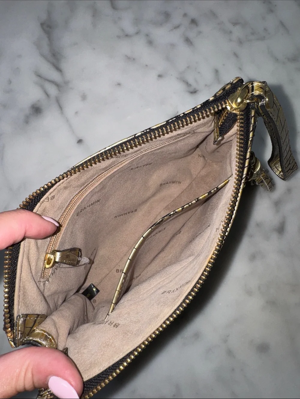 Brahmin Gold Croc Wristlet